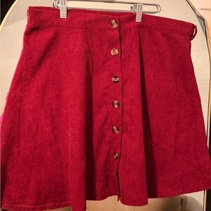 SHEIN Red A-Line Corduroy Skirt